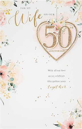Amazon Com Uk Greetings Wife 50th Wedding Anniversary Card Golden Wedding Anniversary Card Romantic Message Inside 625115 0 1 Office Products