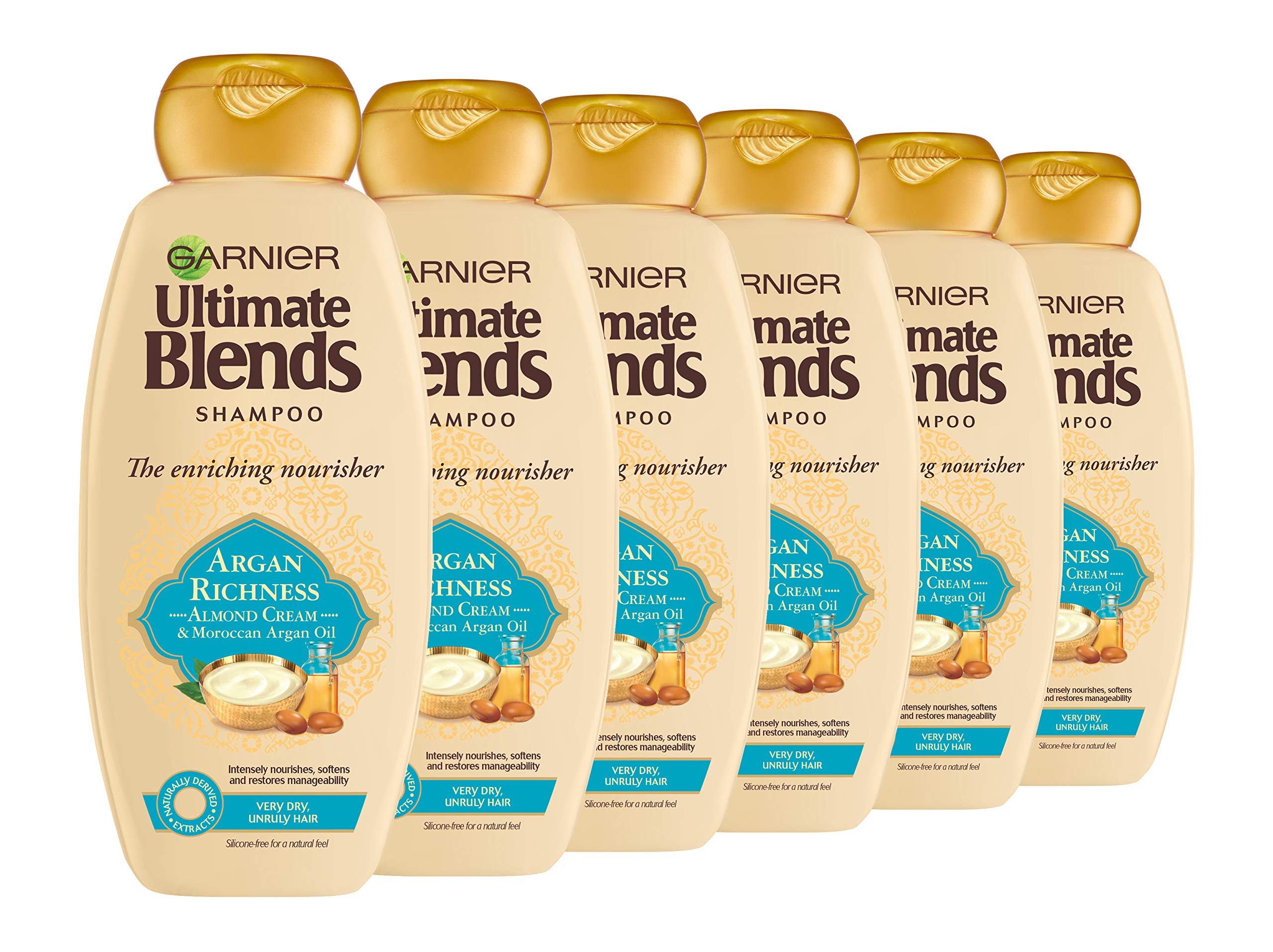 Garnier Ultimate Blends Shampoo | Argan Richness Moroccan Argan Oil & Almond Cream Nourishing for Dry, Unruly Hair | 360 ml | Pack of 6