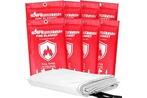 Safewayfire Emergency Fire Blanket - 8 Pack - Fiberglass Fire Blanket for Home, 39.4'' x 39.4'' Fire Suppression Blanket for Kitchen
