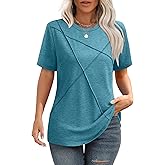 XIEERDUO Womens Summer Tops 2026 Pleated Round Neck Short Sleeve Shirts Business Casual