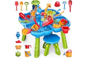 WATUDOU Water Table for Toddlers 3-5 Years Kids Ages 4-8, 4 in 1 Kids Summer Activity Sensory Play Outdoor Beach Backyard Sand Water Table Toys for Toddlers, Birthday Toys Gift for Boys Girls