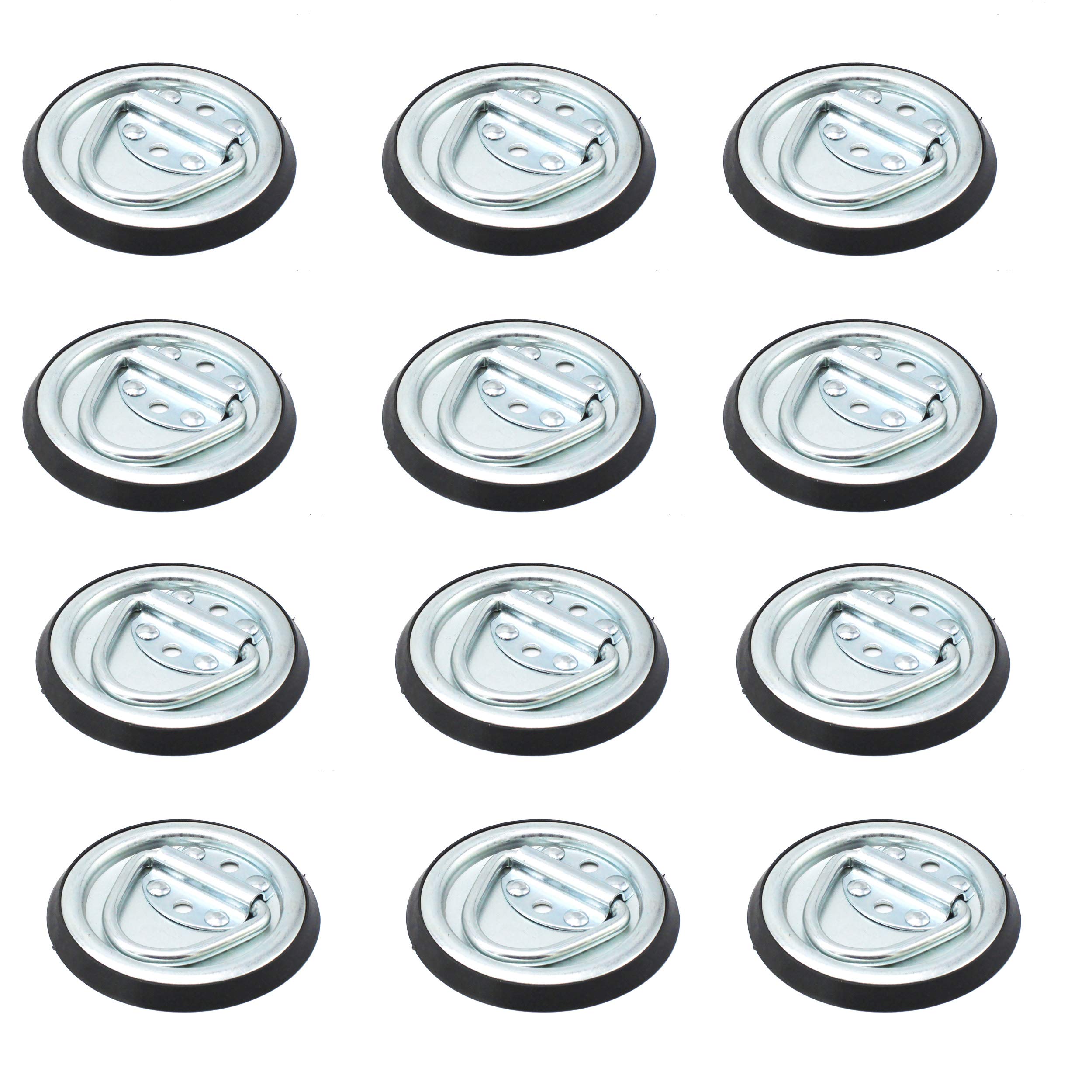 Photo 1 of X-Haibei 12 Pack Heavy Duty D Rings Tie Down Anchor Floor Flush Surface Mount 1200 LBS with 4 Inch Bases for Cargo Trailers Trucks RV Campers Vans Boats