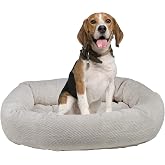 Bowsers Aspen Chenille Donut Bed for Dogs Calming Dog Bed with Removable Tufted Cushion and Overstuffed Bolster Ring Dog Bed with High Memory Polyester Fiber and Upholstery Grade Fabric Medium