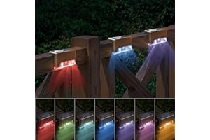 Otdair Solar Deck Lights, 16 RGB Solar Step Lights Waterproof LED Solar Stair Lights, Outdoor Solar Fence Lights for Deck, Step, Stairs, Yard, Patio, and Pathway (Color Changing)