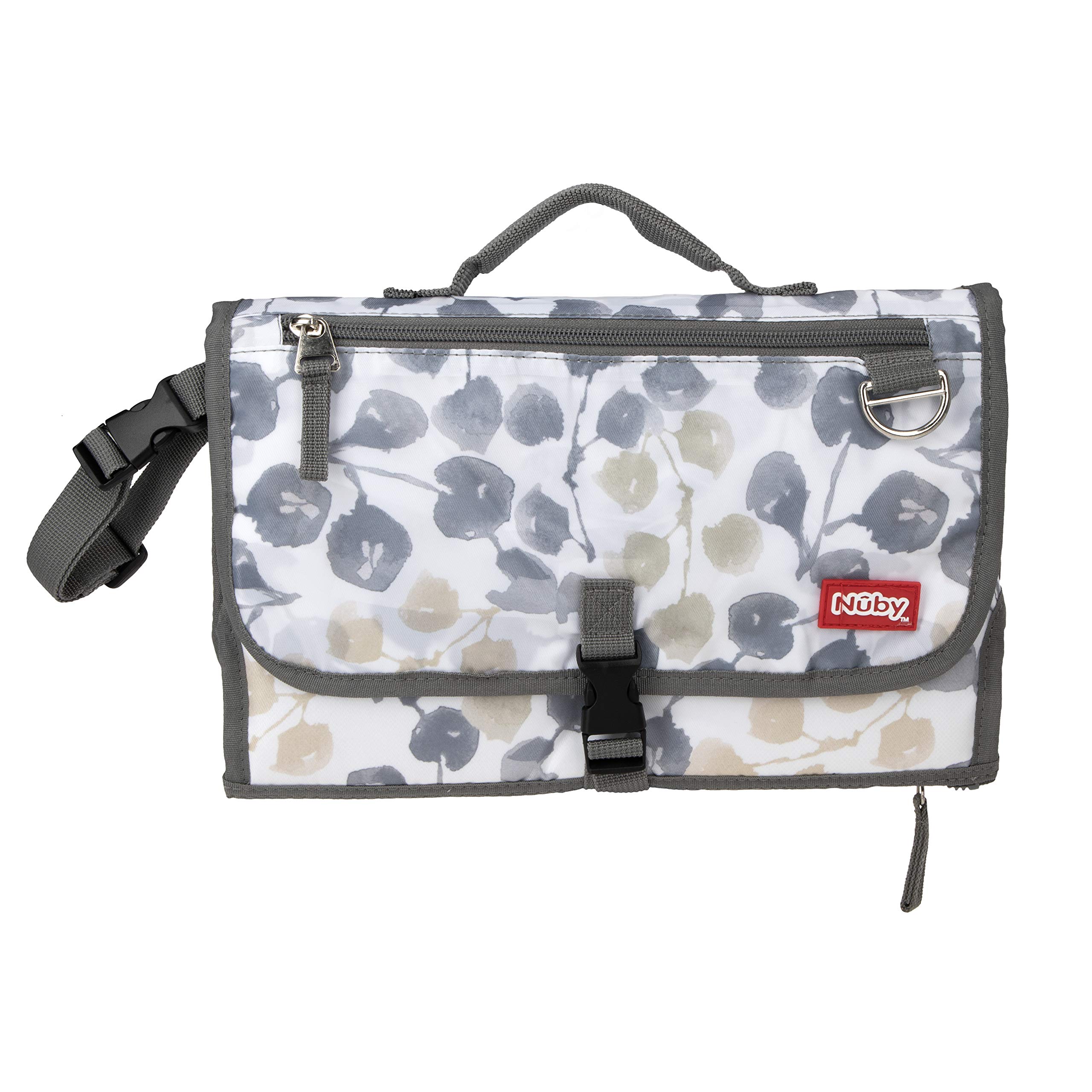 Nuby Portable Baby Changing Pad Station, Quick Wipe Clean Changing Mat with Built-in Pillow, Floral Print