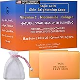 IYASA Kojic Acid Soap for Dark Spots – Turmeric Brightening Bar with Vitamin C, Retinol & Shea Butter | Evens Tone & Fades Hyperpigmentation | SGS-Tested, Steroid-Free (2 Pack)