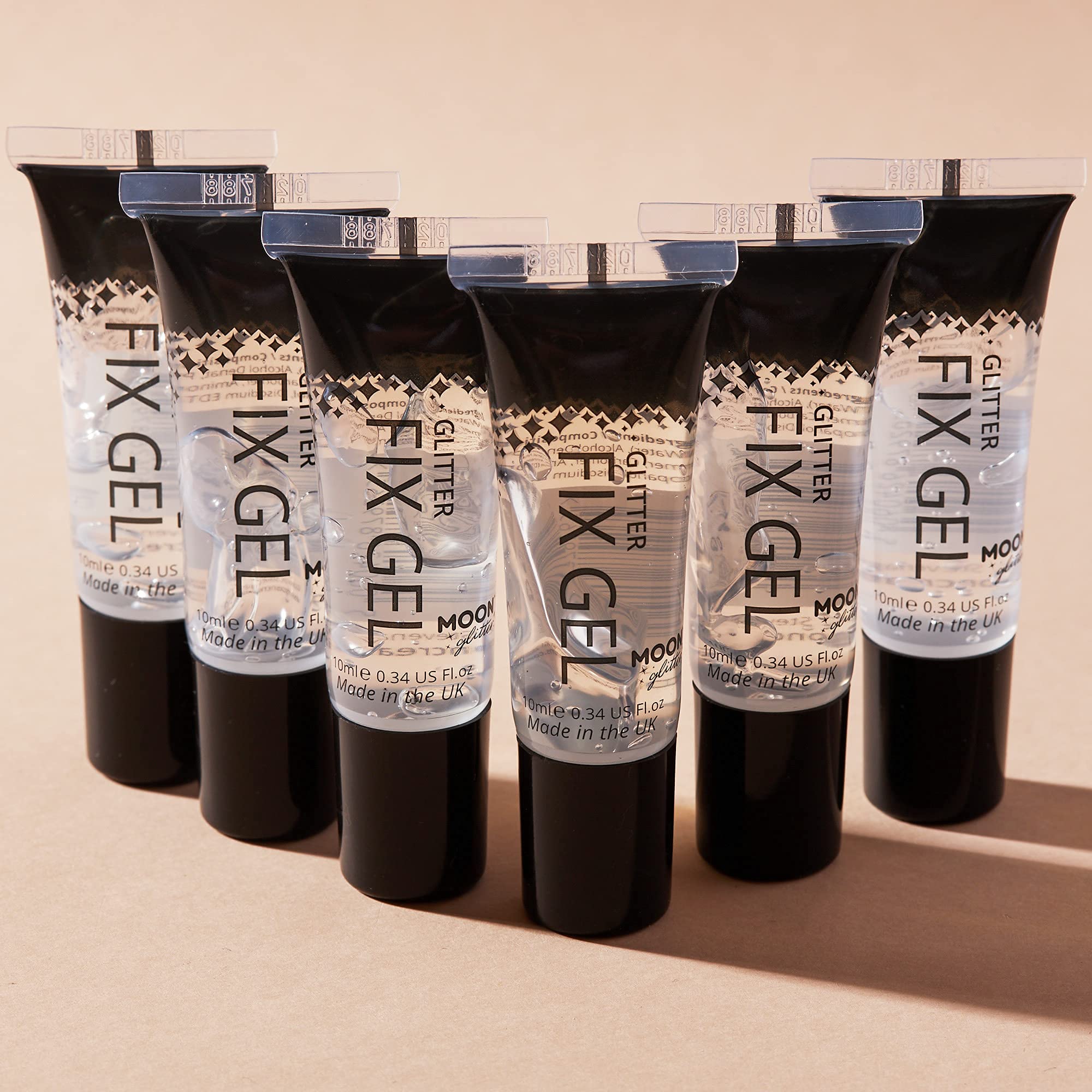 Glitter Fix Gel by Moon Glitter - Cosmetic Glitter Adhesive Primer for Face and Body. for All Glitters Including fine, Chunky, Holographic, Iridescent and bio - Set of 6