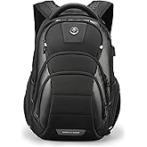 Swissdigital Design TSA Business Laptop Backpack for Men, Large Capacity Travel Backpack with Apple Find My Network and USB Charging Port Tech Backpacks Fits 17 Inch Computer Black| SD1643FB-01