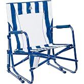 GCI Outdoor Beach Rocker | Folding Beach Chair &amp; Portable Rocking Chair - Soft Navy Stripe