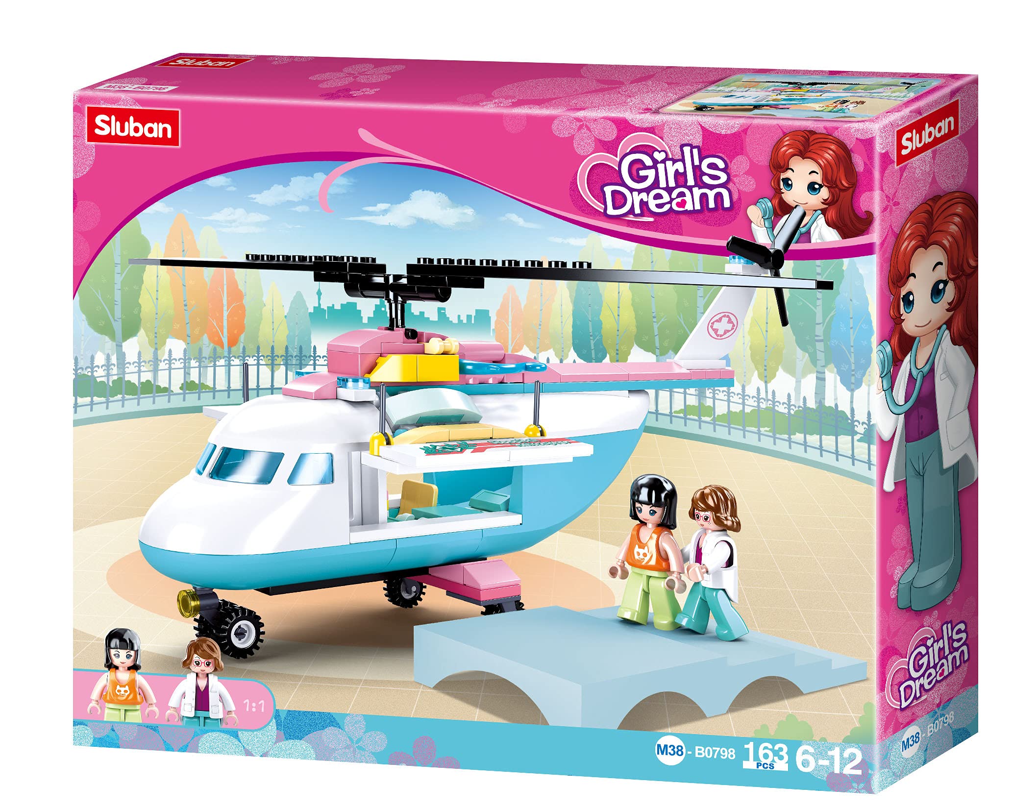 Sluban - Girls Dream-Helicopter 163pcs, M38-B0798, Multicoloured