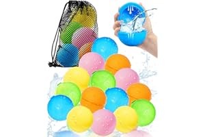 MACABAKA SOPPYCID Reusable Magnetic Water Balloons 15 Pcs, Water Bomb Self-sealing Quick Fill, Summer Outdoor Water Toys for Girls Boys Ages 3+, Outdoor Activities Water Fights, Summer Party, Beach Toys