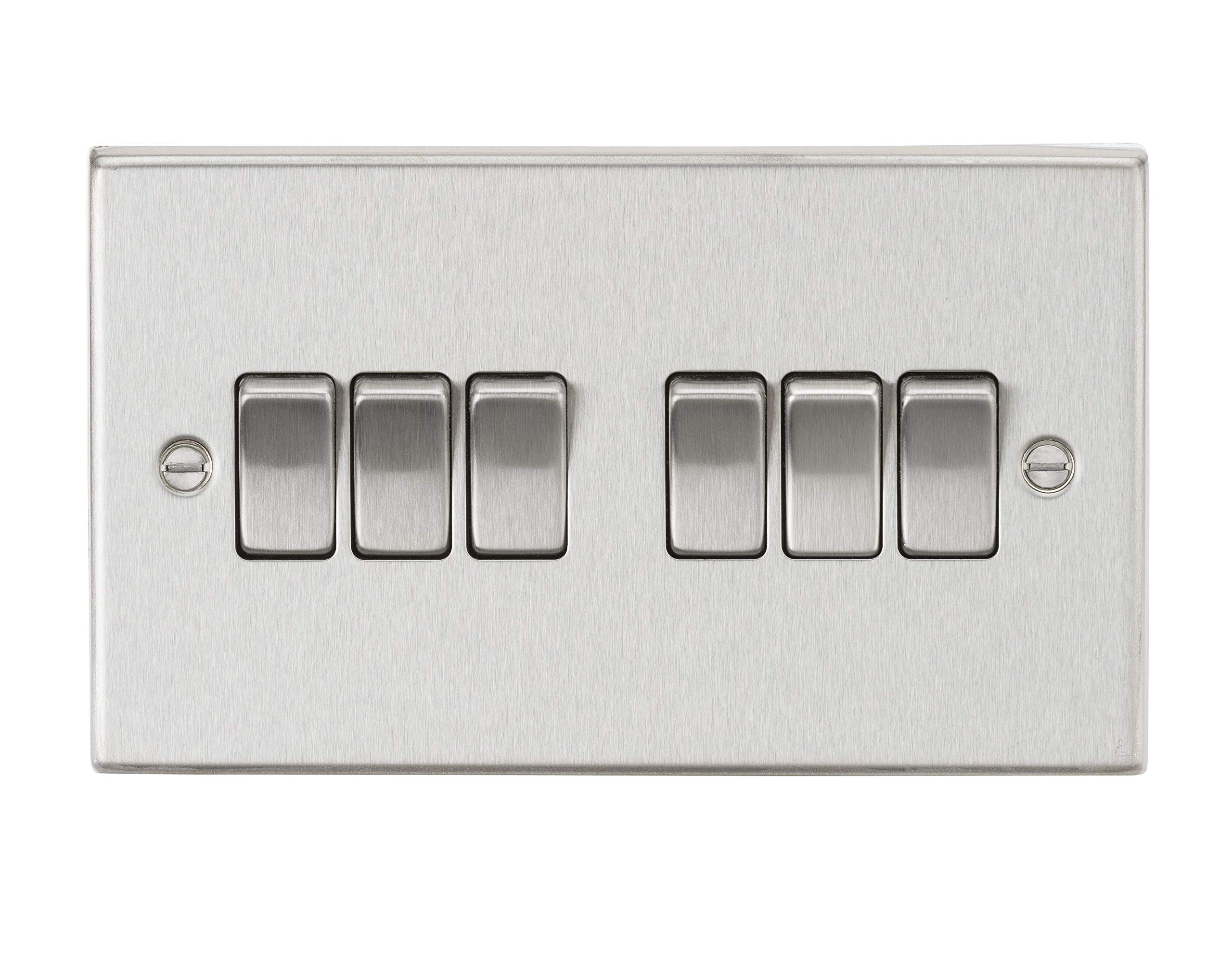 Knightsbridge 10AX 6G 2-Way Plate Switch - Square Edge Brushed Chrome — image 1
