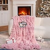 dennylife Faux Fur Throw Blanket – Ultra Soft Fuzzy Blanket for Couch or Bed, Bubble Texture, Cozy & Machine Washable, 60 x 80 Inches Decorative Plush Blanket for Living Room or Bedroom