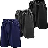 Andrew Scott Mens Cotton Knit Athletic Gym Shorts | Work Out Jogger Sweat Shorts with Drawstring & Pockets - Pack of 3