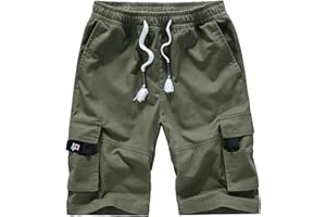 APTRO Men's Cargo Shorts Elastic Waistband Drawstring Summer Casual Cotton Shorts Big & Tall Relaxed Fit Work Shorts