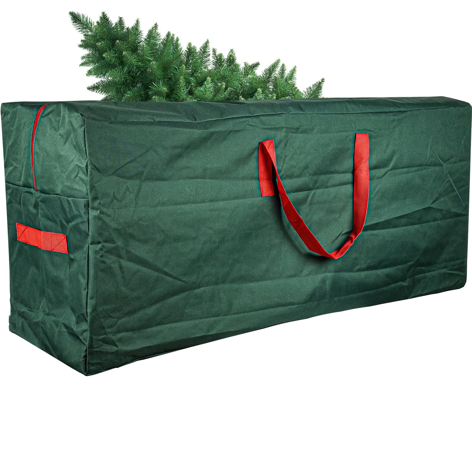Christmas Tree Storage Bag Fits Up to 7.5 Feet Diassembled Tree, JOYCEMALL Heavy Duty Waterproof Artificial Xmas Tree Container Extra Large Moving Bag with Reinforced Handles & Dual Zipper - Green