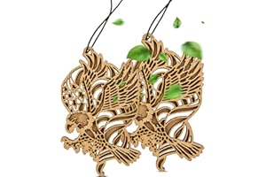 AERBRITE 2 Pieces Reusable Wooden Car Essential Oil Diffuser Wood Car Freshener Car Aromatherapy Essential Oil Car Freshener Majestic Eagle Shape Lavender Scent