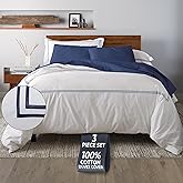 Ella Jayne Duvet Cover Queen Size (3 Pieces), 100% Cotton Percale, Full/Queen, Soft, Breathable & Lightweight, Including Duvet Cover (1 Piece) 90 x 90 Inches with 2 Pillow Shams (Navy Design)