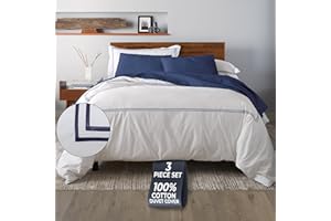 Ella Jayne Duvet Cover Queen Size (3 Pieces), 100% Cotton Percale, Full/Queen, Soft, Breathable & Lightweight, Including Duvet Cover (1 Piece) 90 x 90 Inches with 2 Pillow Shams (Navy Design)