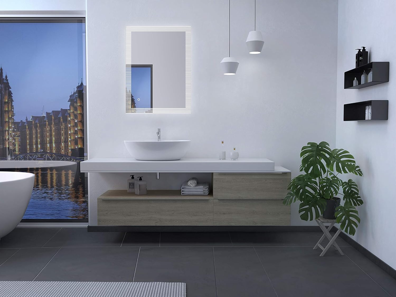 Talos Trace LED Bathroom Mirror, Silver, 80 x 60 cm, 60L x 80W cm - Image 3