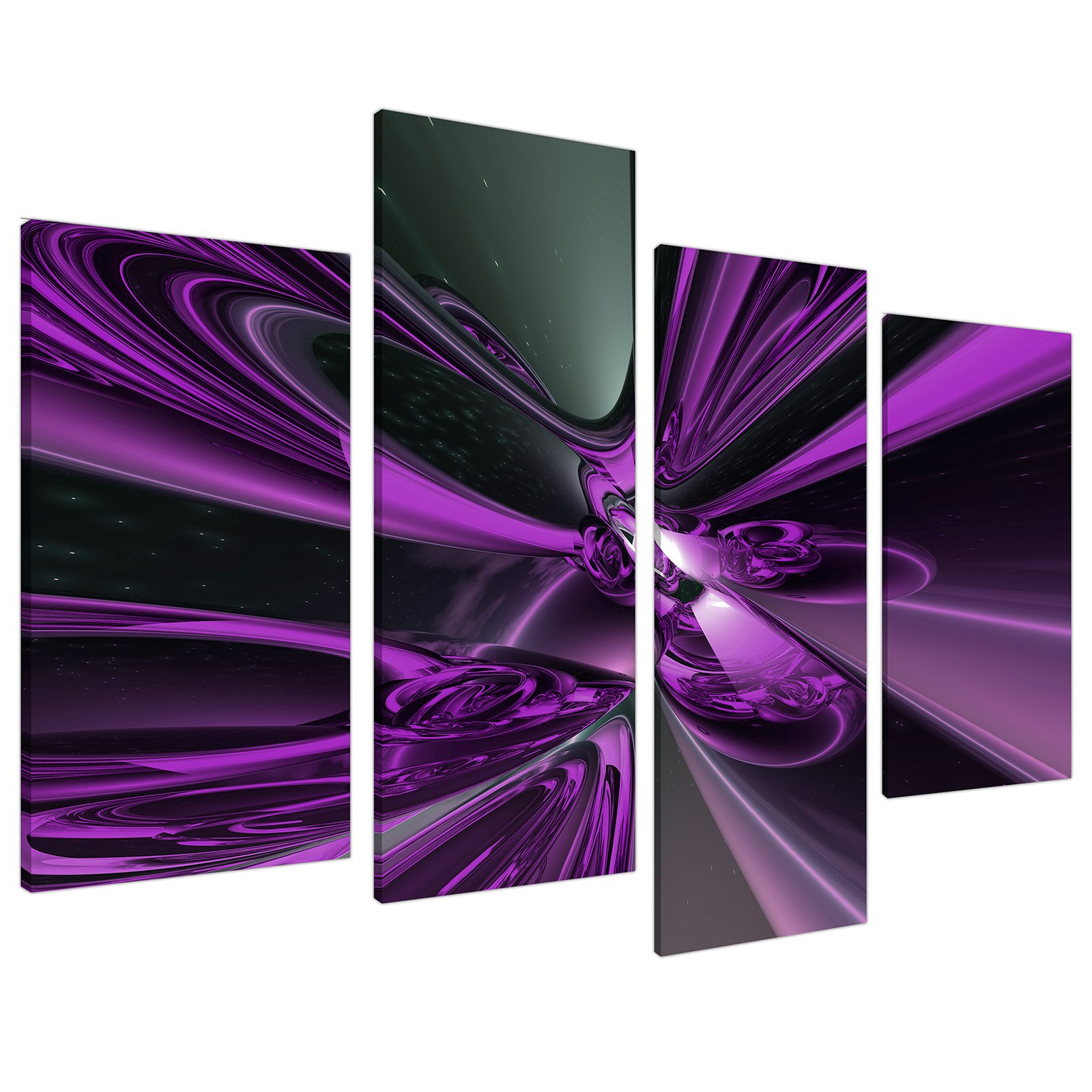 Wallfillers Large Purple Abstract Canvas Art Pictures 130cm Wide XL Print Set 4018