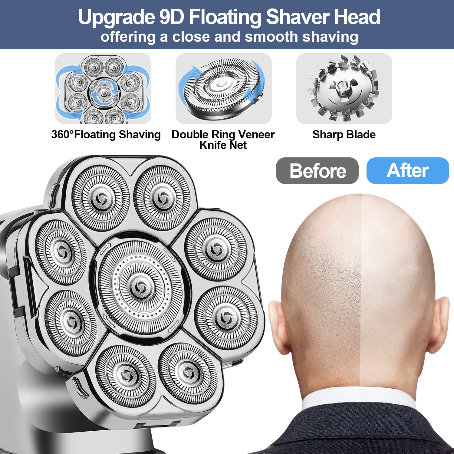 Head Pro Razor Mua HIENA PRO Head Shavers for Bald Men, 9D 6-in-1 Bald Head Shavers ...