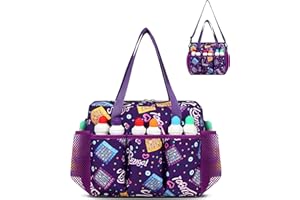 FOKDUVB Bingo Bag with Pockets for Daubers Dabbers Dobbers Dotters Casino Bingo Game Accessories for Adults Seniors Purple