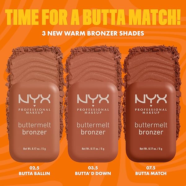 NYX PROFESSIONAL MAKEUP MATTE BUTTERMELT BRONZER, LONGWEAR FACE MAKEUP WITH UP TO 12 HOURS OF WEAR, VEGAN FORMULA – BUTTA OFF (MEDIUM DEEP GOLDEN)