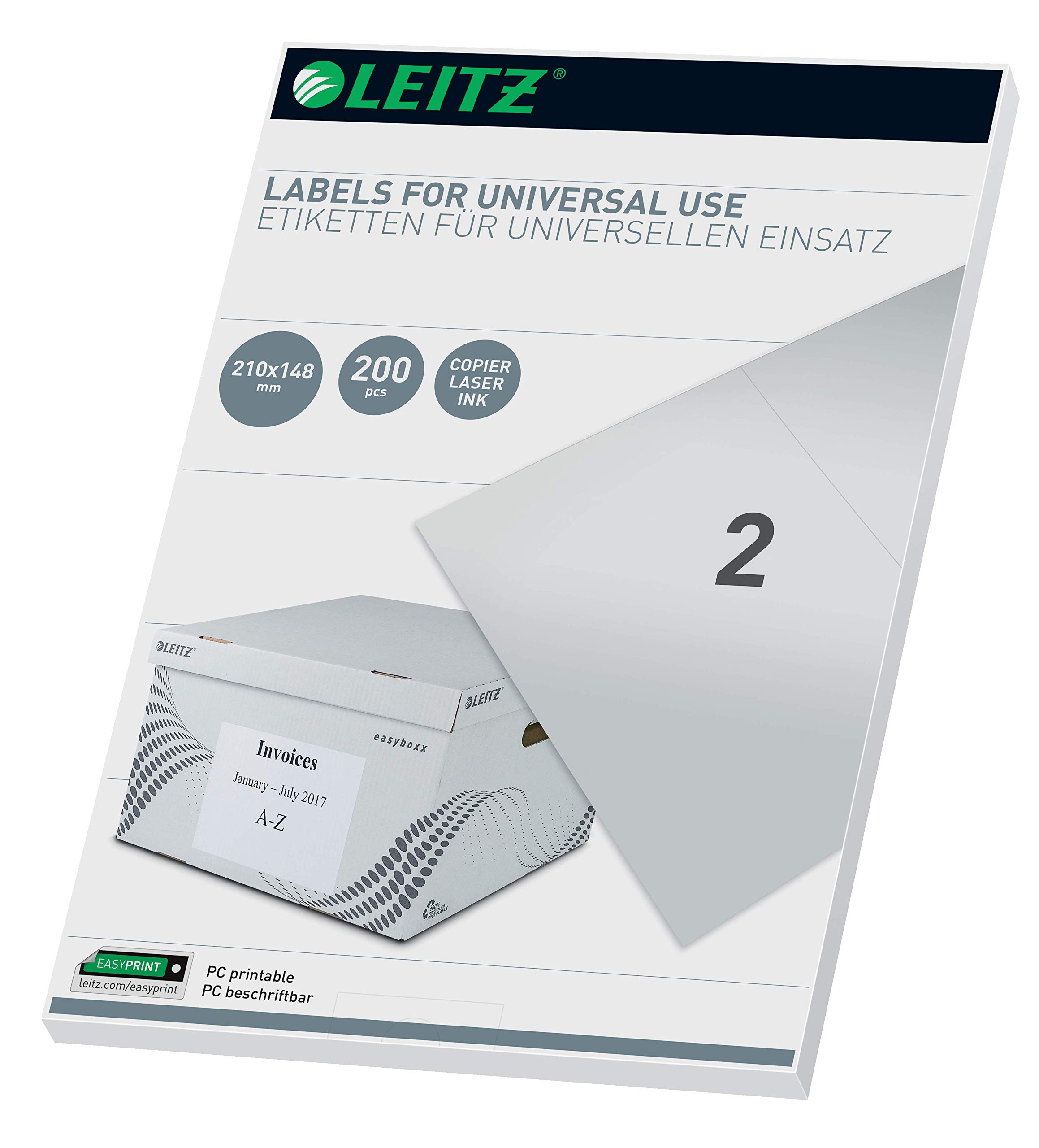 Leitz 61720001 Universal Labels for PC Write-On 210 x 148 mm White