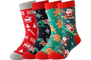 TOAMOUR 4 Pairs Christmas Socks for Kids, Christmas Gifts for Boy Girl, Fun Novelty Socks for Son Daughter, Stocking Stuffers