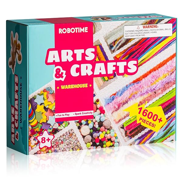 ROBOTIME ULTIMATE CRAFT GIFT FOR GIRLS AGES 8-12 | ALL-IN-ONE CREATIVE ARTS & CRAFTS KIT WITH 1600+ PIECES | DIY MAKER WAREHOUSE FOR BEGINNER KIDS 8-12
