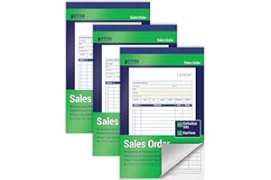 Better Office Products Large Sales Order Books, 3 Pack, 2-Part Carbonless (White/Canary Yellow), 5-7/16 x 8-7/16 inches, 50 Sets per Book, 150 Total Sets, 3 Books