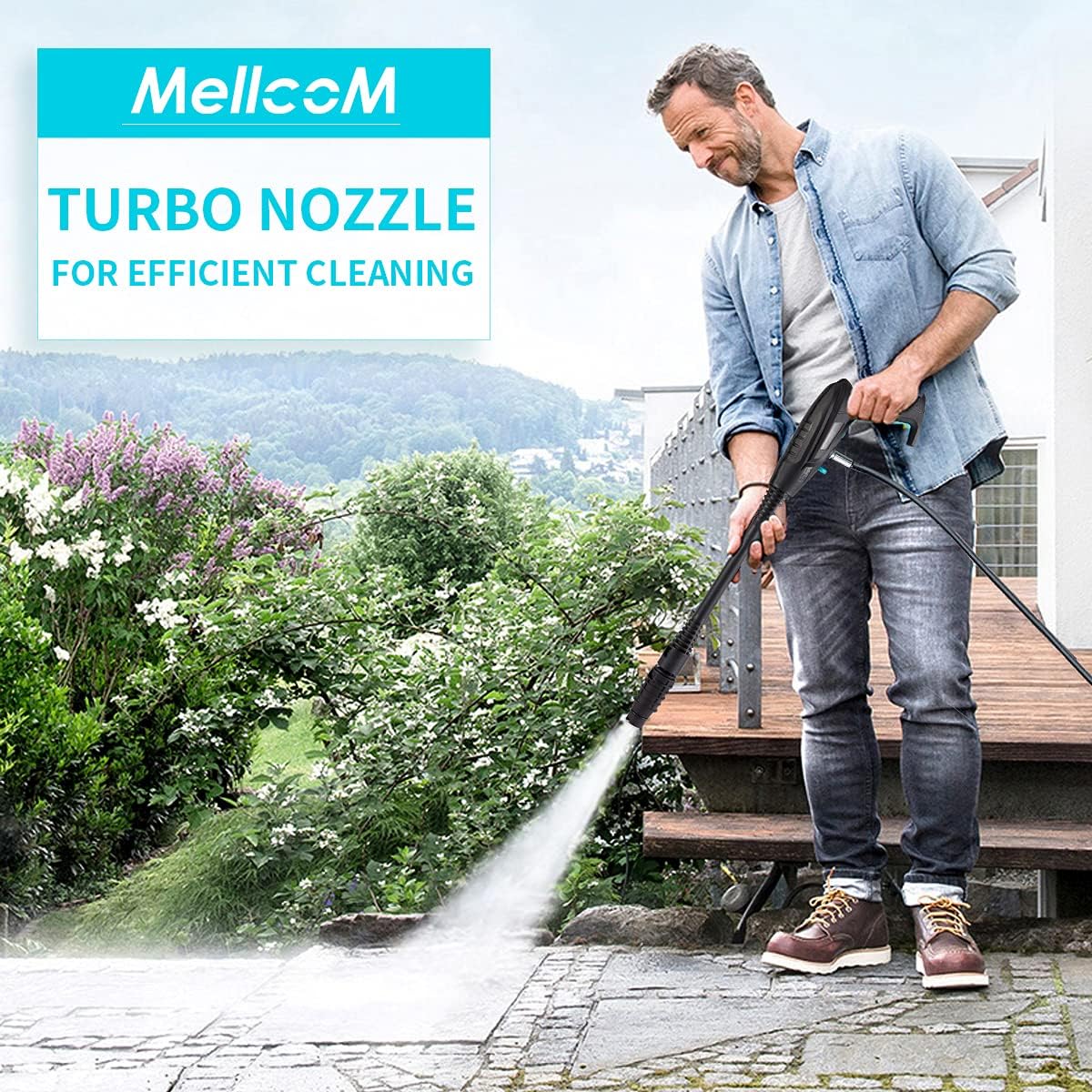 MELLCOM 1500PSI Pressure Washer 1.58GPM Electric Power Washer with Nozzle/ Spray Gun Wand high-Pressure Hose Leak-Proof Power Cord, Car Washer with Garden Connector Detergent Bottle : Garden & Outdoor