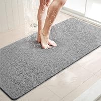 LuxStep Non-Slip Shower Mat - 40x24 Inch, PVC Loofah Bath Mat With Drain Holes, Quick Dry, Lake Blue - View #6