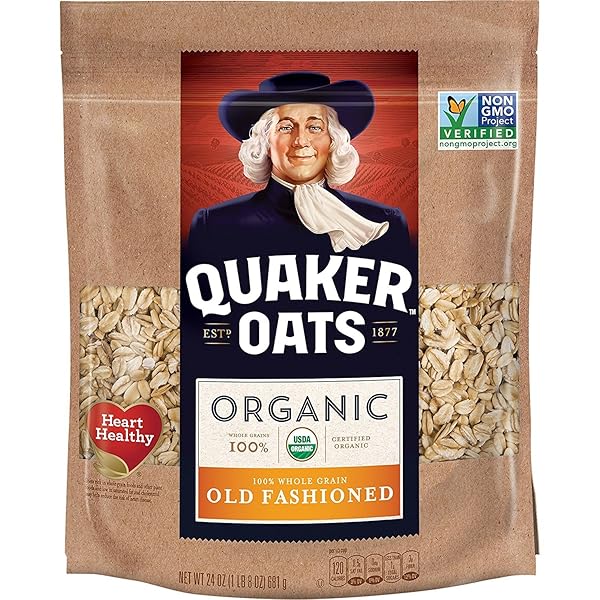 QUAKER ORGANIC OLD FASHIONED OATS, NON-GMO PROJECT VERIFIED, 24 OUNCE, RESEALABLE BAG