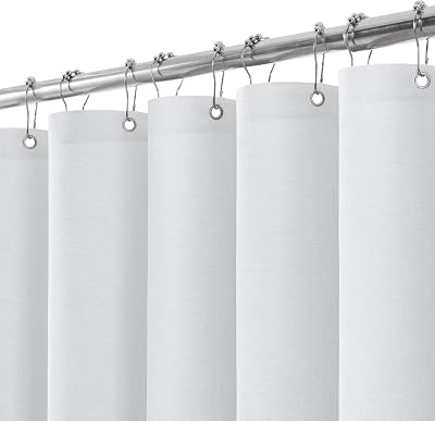 Linen Look Shower Curtain 182x182cm with Metal Hooks White