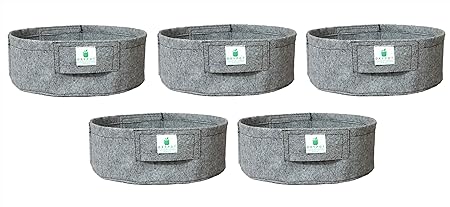 Oxypot Breathable Geo Fabric Grow Bag || Grow Bags for Microgreens, Leafy Vegetables & Herbs || Size - 12 inch Dia x 4 Inch Height (Pack of 5 Bags)
