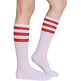 Pareberry Classic Triple Stripes Soft Cotton On the Calf Retro White Tube Socks