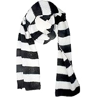 TrendsBlue Premium Soft Knit Striped Scarf, Black & White at