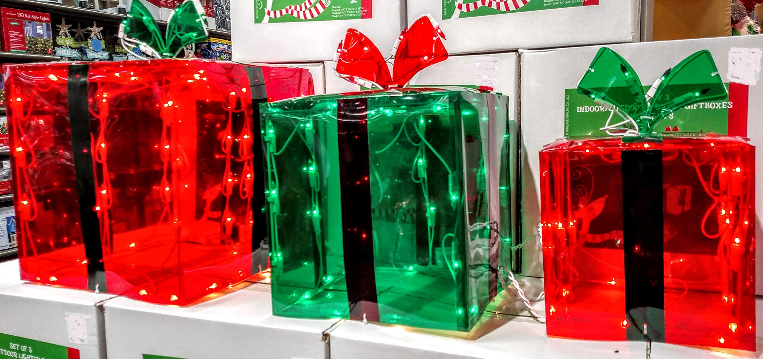 3 Lighted Gift Boxes Christmas Decoration Yard Decor 150 Lights