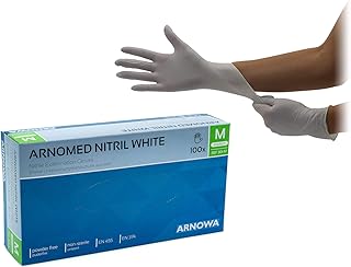 Nitrilhandschuhe puderfreie latexfreie weiße Einmalhandschuhe Größe M 100 Stück/Box ARNOMED Einweghandschuhe in gr. S M L XL