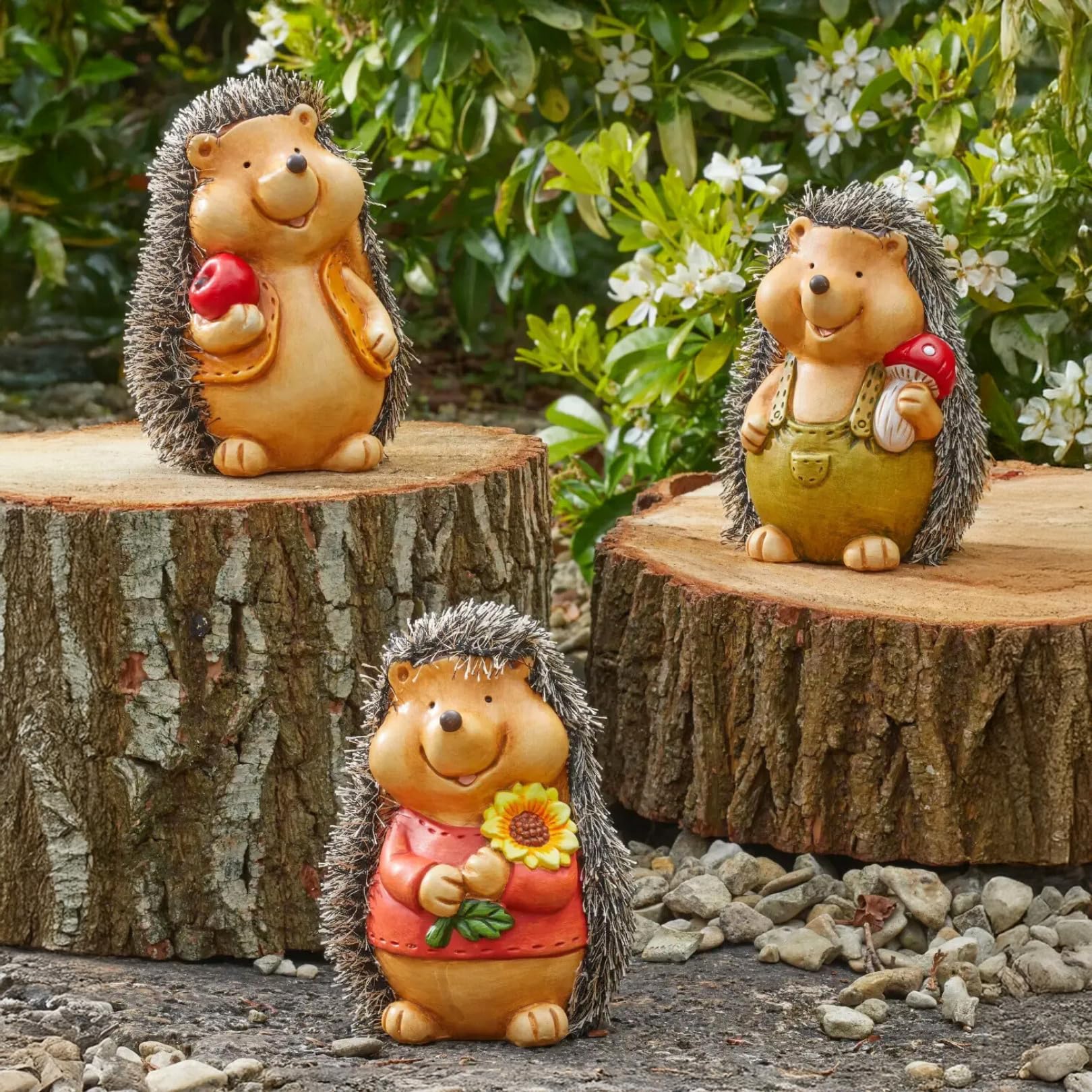 Garden Mile Baby Hoglet Set 3 Charming Hedgehog Animal Garden Ornaments Outdoor Waterproof Resin Outdoor Ornaments For The Garden Perfect For Flowerbeds Patios Yards Tables