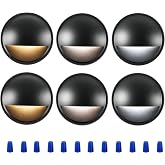 CLOUDY BAY [6 Pack] 3CCT Low Voltage LED Deck Lights Outdoor,2700K/3500K/5000K Selectable,Landscape Step Stair Railing Fence Light Wired,3W,12V-24V AC/DC Deck Lighting Fixtures
