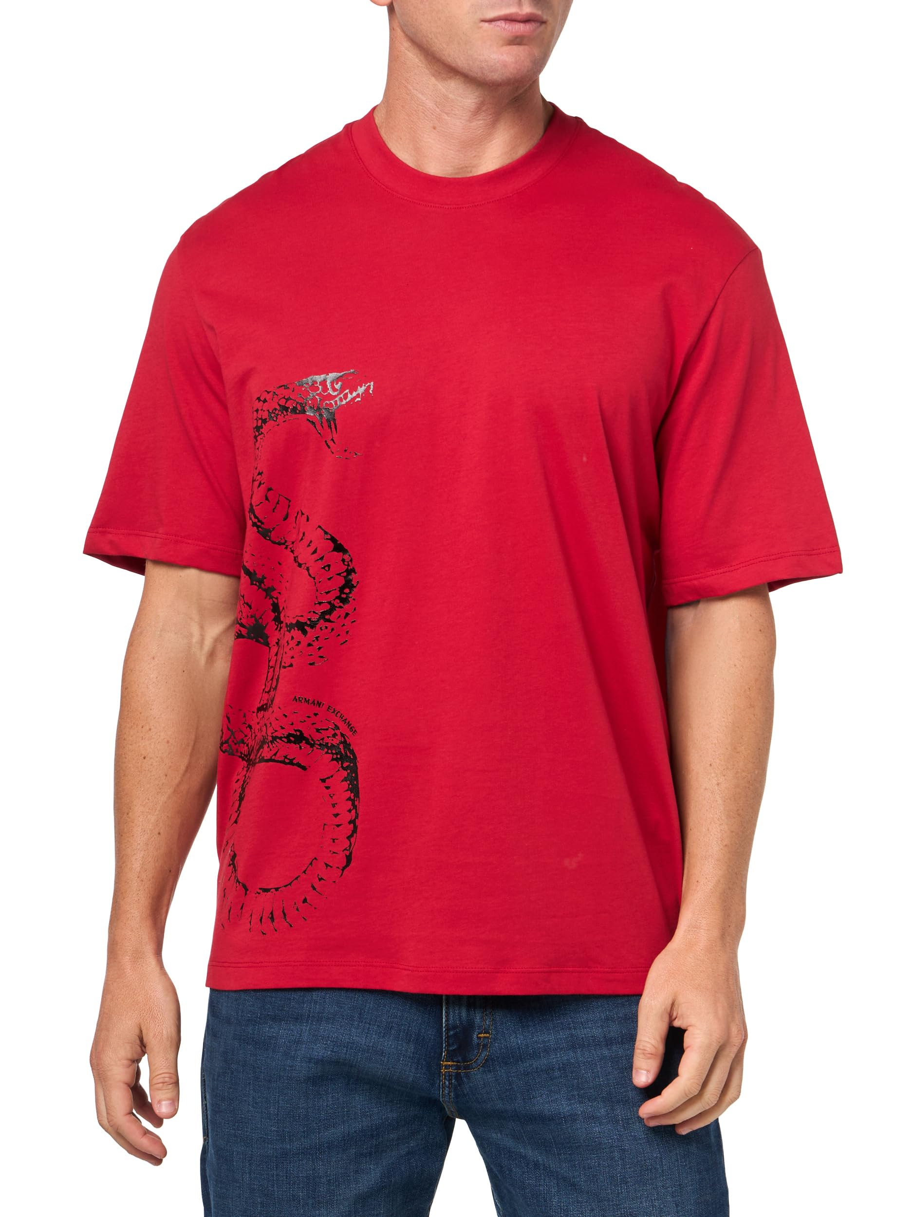 A | X ARMANI EXCHANGE Men’s Snake Graphic T-Shirt, Chili Pepper, X-Large