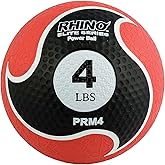 Champion Sports Rhino Elite Medicine Ball &ndash; Textured Surface, Superior Grip, Hollow Synthetic Rubber for Consistent Bounce &amp; Durability, Multiple Weights &amp; Colors - Optional Rebounder Sold Separately