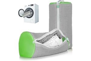 ADEHMDA 2Pcs Shoe Washing Machine Bag, Sneaker Laundry Bag for Washing Machine, Extra Long and Thick Microfibre Fluff, Reusable for Washer and Dryer (2pcs, Greyish Green)