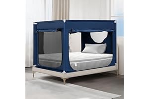 ANC POP Twin Bed Canopy Portable Blackout Bed Tent Privacy Tent for Adult Indoor Sleeping with 3 Doors, Storage Bag, Navy Blue