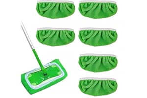 Yuseduoxiwu 6 Pcs Dry Sweeping Cloths Mop Head Replacement, Washable Microfiber Mop Pads Refills for Surface, Wet Pads Refill