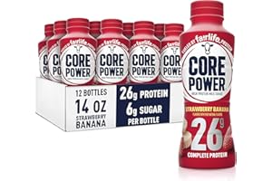 Core Power Fairlife 26g Protein Milk Shakes, Ready To Drink for Workout Recovery, Strawberry Banana, 14 Fl Oz (Pack of 12)
