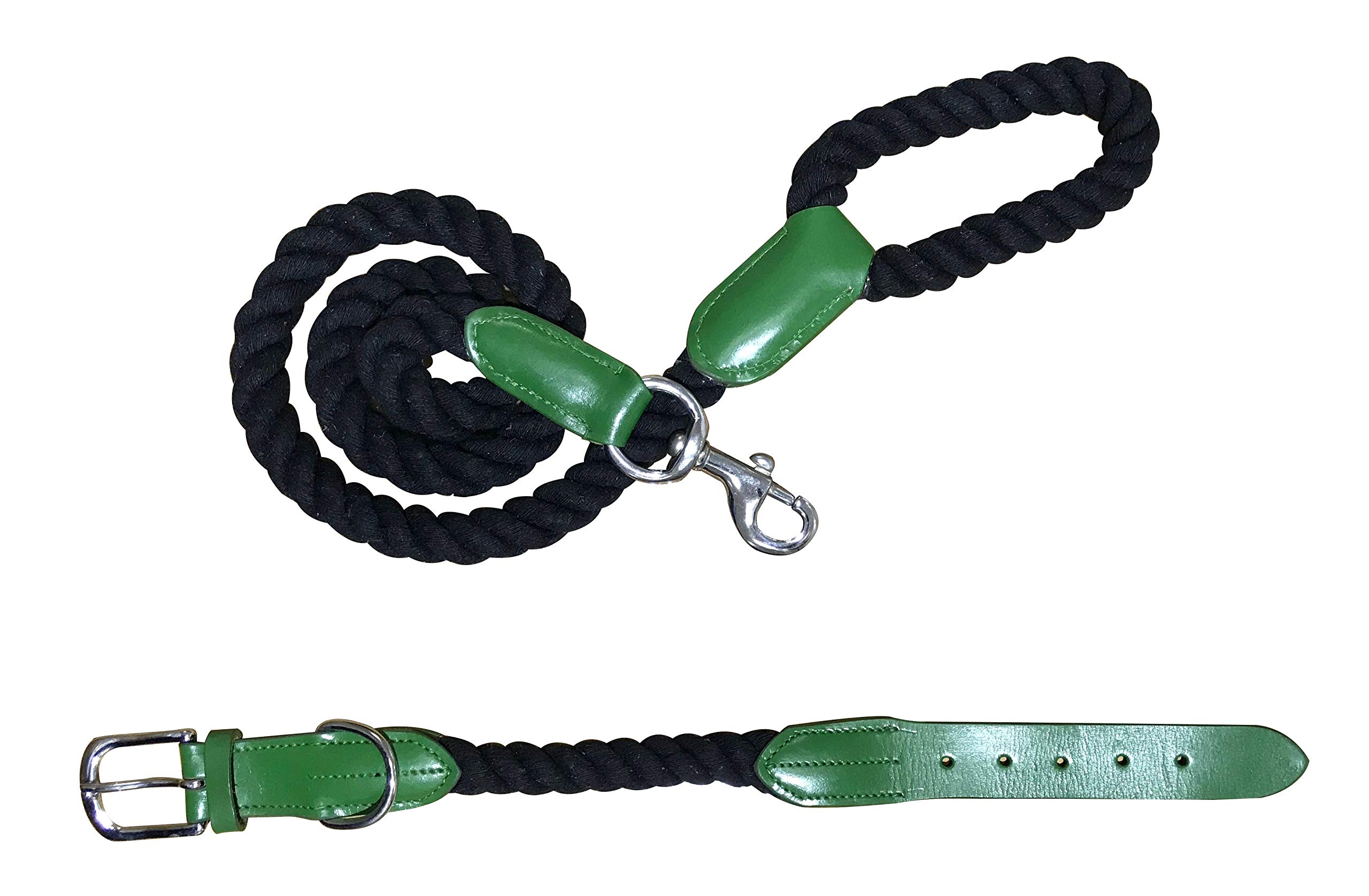 BRADLEY CROMPTON Genuine Leather Matching Pair Dog Collar and Lead Set S